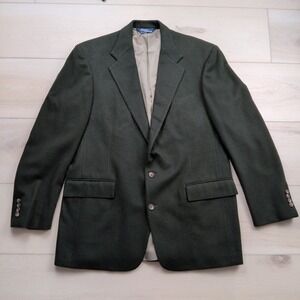 Vintage Polo Ralph Lauren 100% Cashmere Blazer Green 43L Made in USA Sport Coat